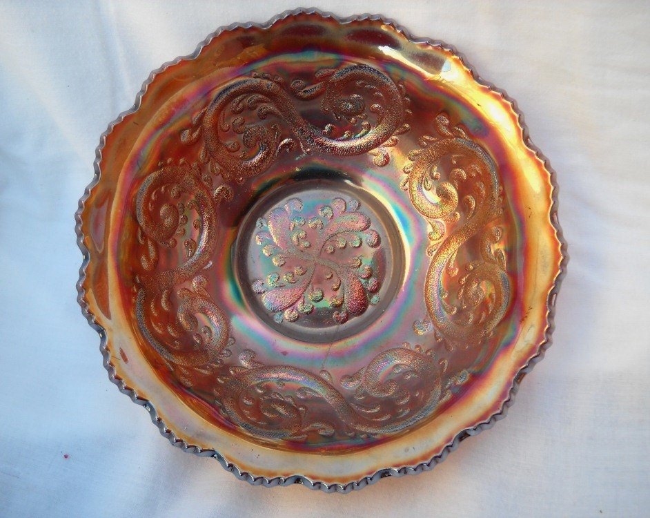 Fenton Feathered Serpent Carnival Glass Bowl