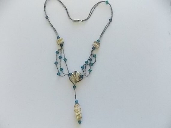 Victorian Foil Beads Venetian Wound Bead Festoon Necklace-SO DAINTY