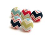 Chevron Fabric Button Thumbtack Set of 5 Thumbtacks Colorful Fabric Button gift under 25