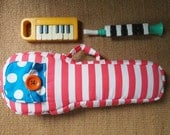 SALE - Ready to ship - Bloom - Pastel  cherry red and white stripe ukulele bag (Soprano Size)