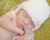 Baby Crochet Hat, Newborn Bonnet, Newborn Photo Prop