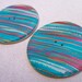 Hand Crafted Polymer Clay Buttons, large 2 inch round, teal cream rust