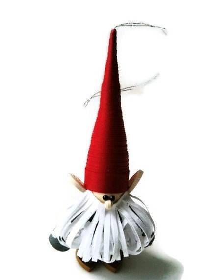 Scandinavian Christmas Ornament Nisse Tomte Paper Quilled