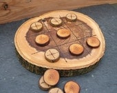 Natural Rustic Wooden Tic Tac Toe or Noughts and Crosses Game.
