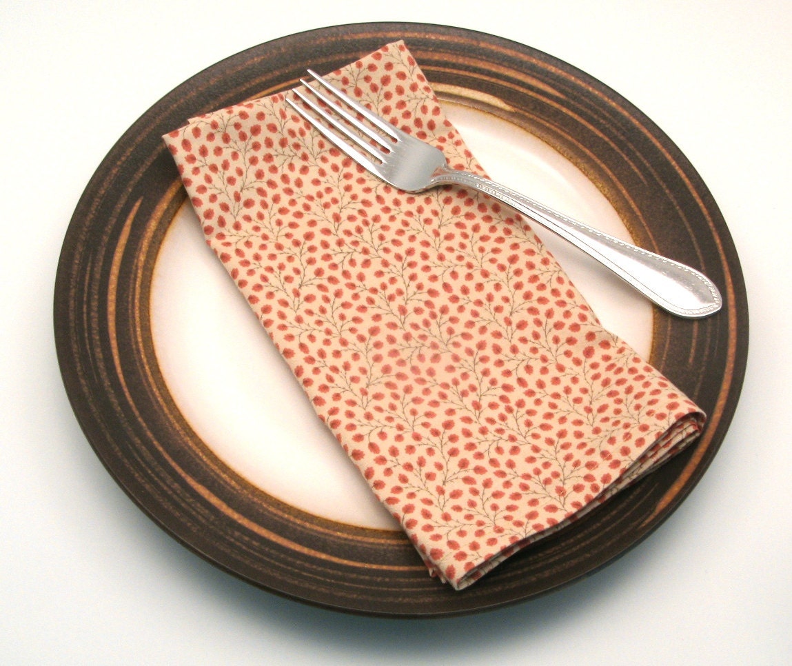 Autumn Cloth Napkins, Orange Leaves, 18 Inch, Set of Four