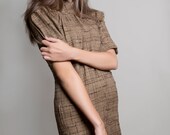 Autumn Dress in brown plaid wool