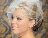 Tulle Bridal Illusion Birdcage Veil Blusher Veil Bird Cage Wedding Veil in White Black Ivory Champagne  - 18" - Made to Order