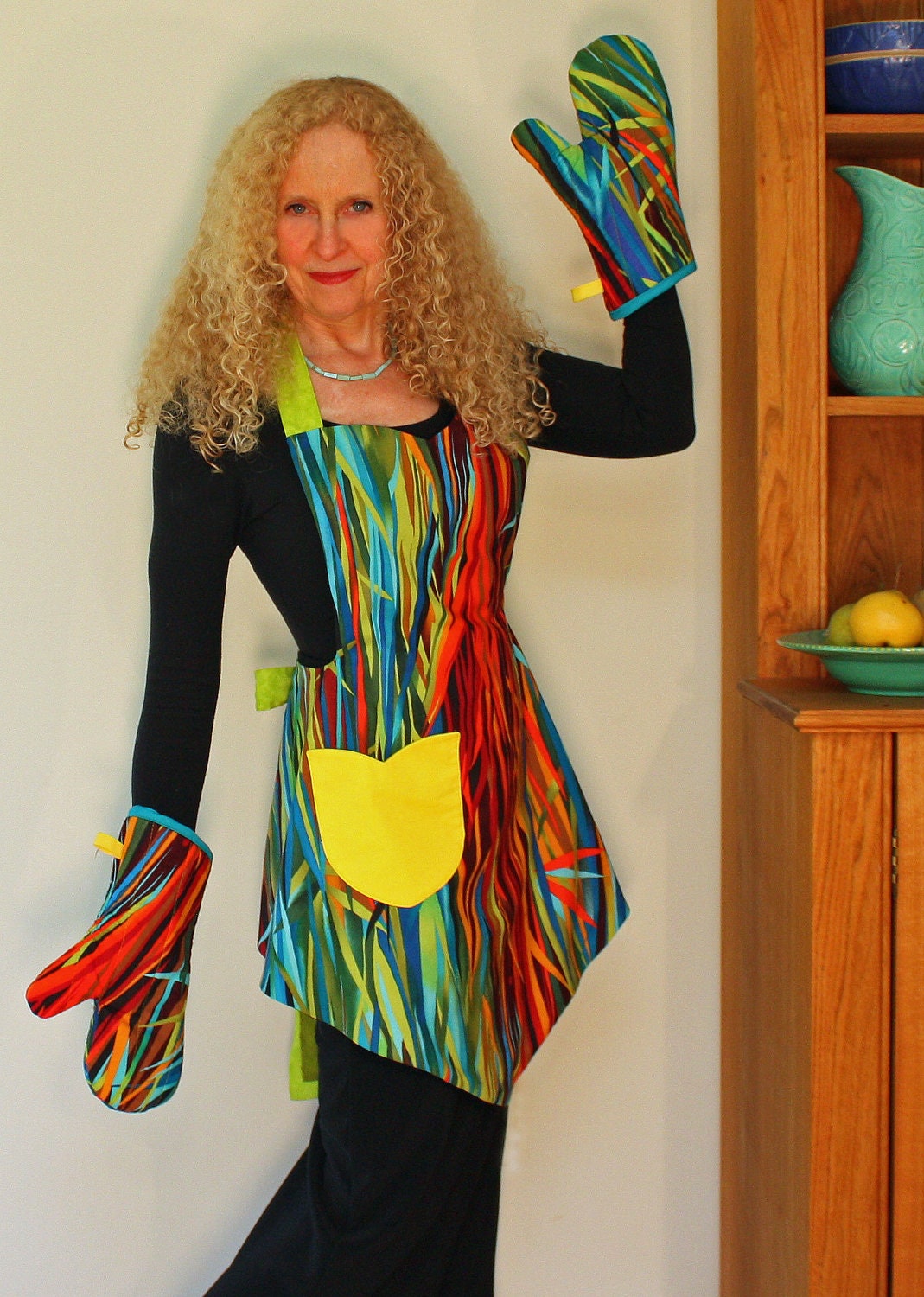 Vintage Apron, Everglades Stripes Womens Apron