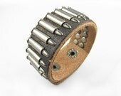 jewelry bangle leather bracelet buckle bracelet metal bracelet women bracelet men bracelet with brown leather and Metal bullets SH-0689