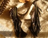 snake power pattern long leather earrings........Astarte