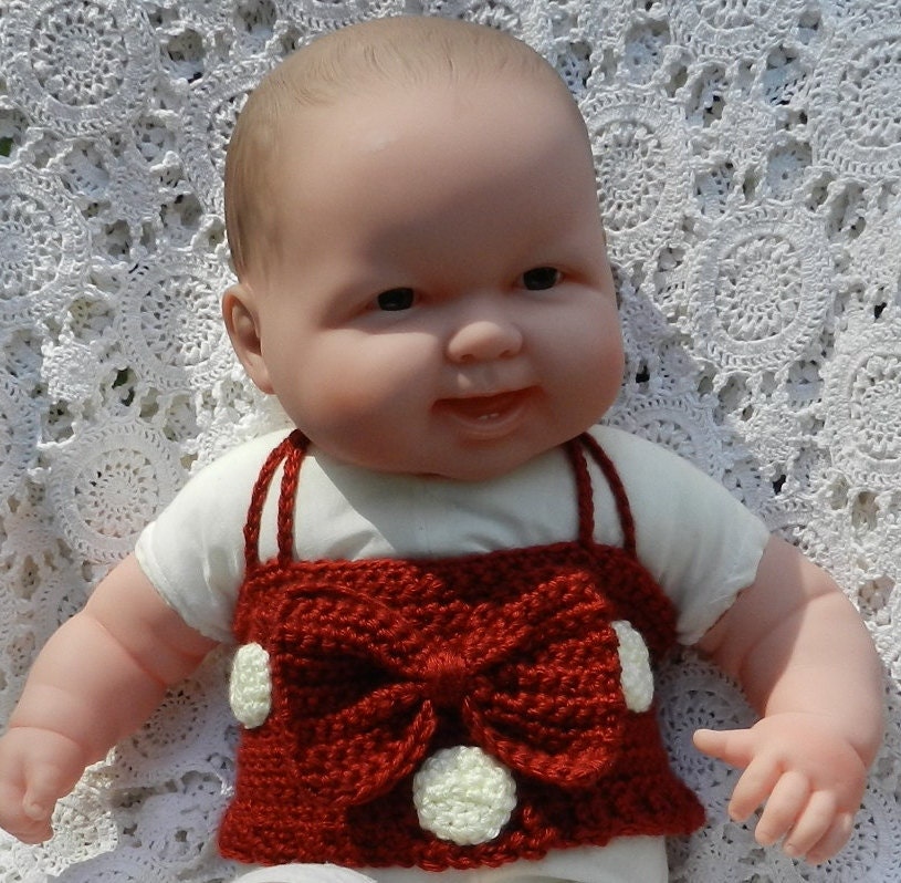 EXCLUSIVE  Line Crochet Baby Girl DIisney  Minnie Mouse TOP  - in Red or Pink