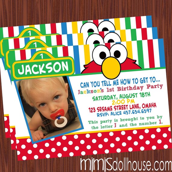 Elmo Invitation- Sesame Street Invitation- Birthday invitation PDF/JPEG Il_570xn
