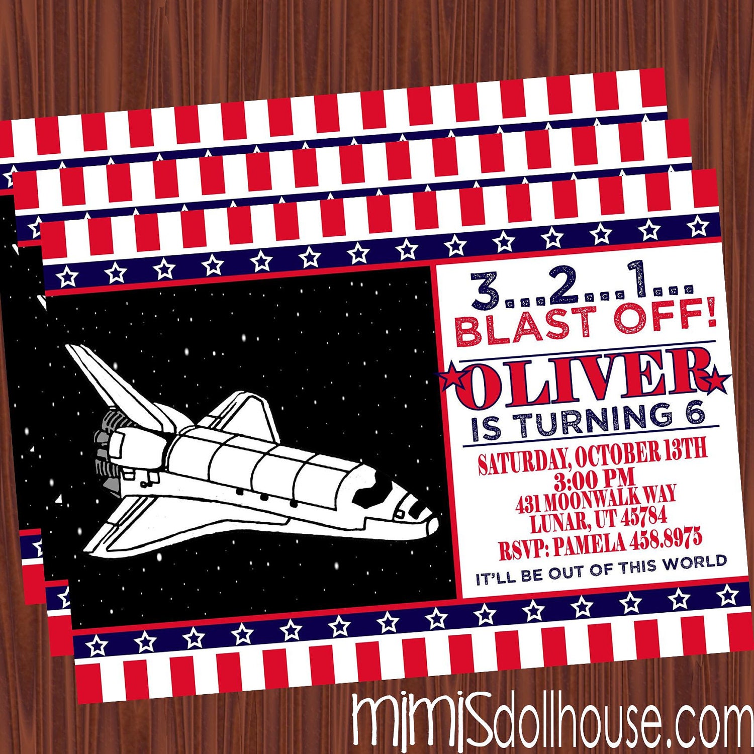 Space Shuttle Invitation- Printable NASA Birthday Invitation PDF/JPEG Il_570xn