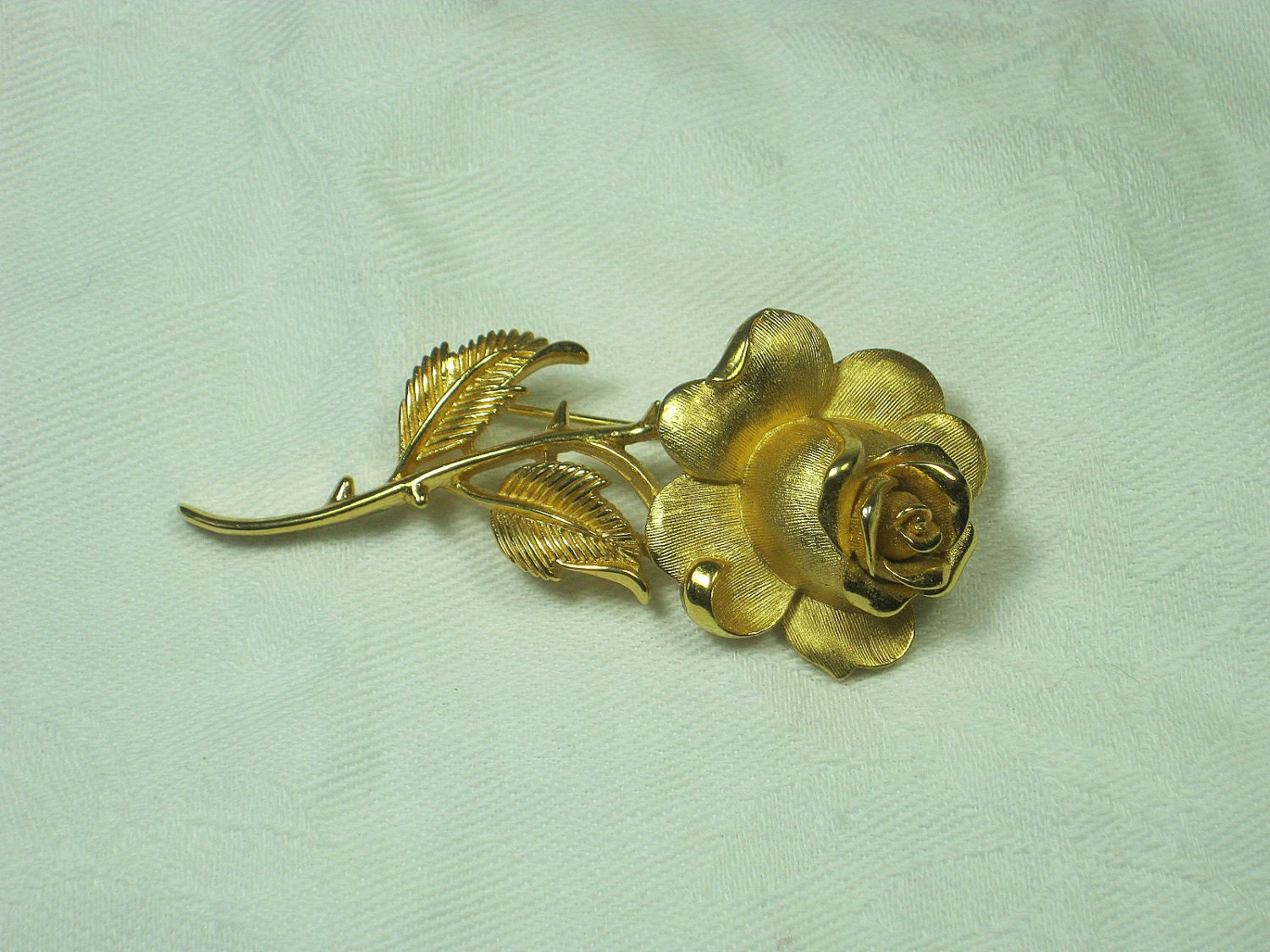 Vintage Rose Brooch Trifari Gold Pin Scarves Gift