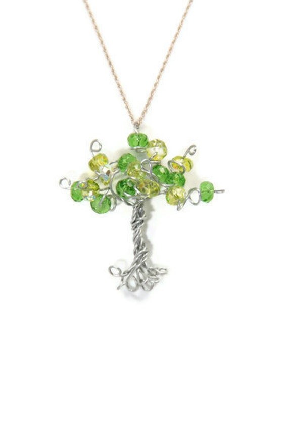 Tree of Life Pendant Custom Beaded Wire Tree Sculpture in Any Color