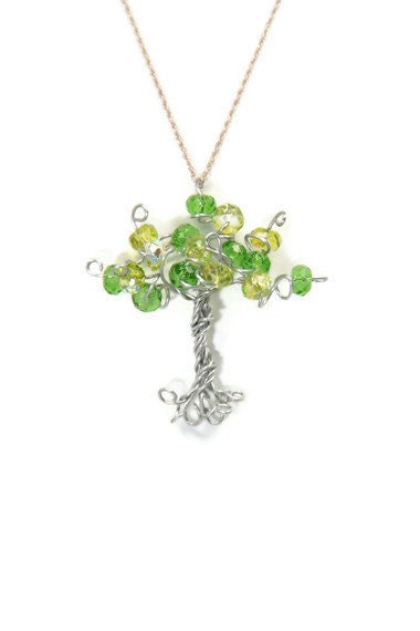 Tree of Life Pendant Custom Beaded Wire Tree Sculpture in Any Color