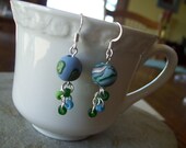 Earth and Sky Earrings with blue and green beads - perfect for Earth Day