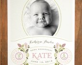 Birth Announcement - A9 size (Flora & Fauna No. 1) - Set of 25 - Modern, Contemporary
