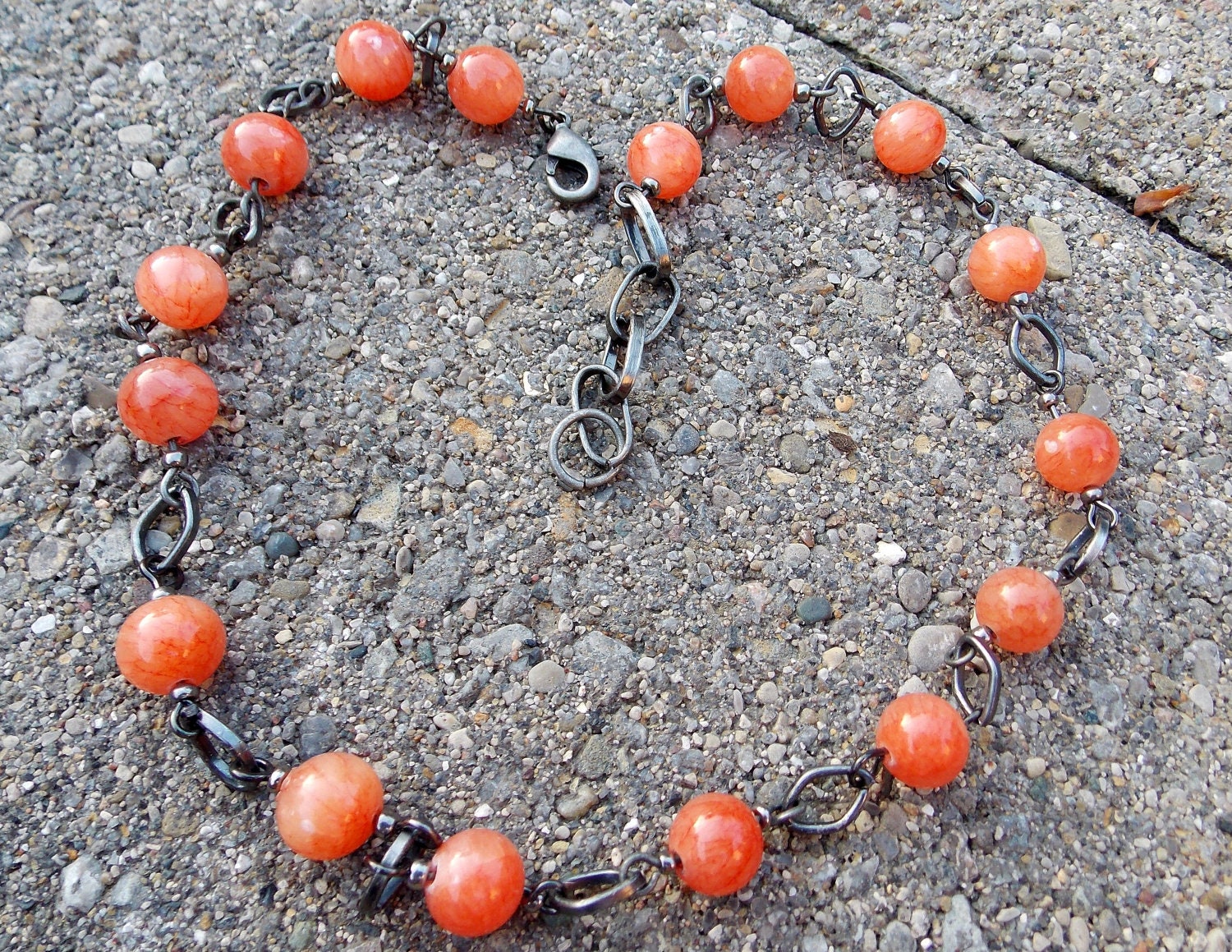 Jade necklace BOHO ORANGE NECKLACE Gemstone Jewelry wire wrapped necklace hippie necklace joy energy
