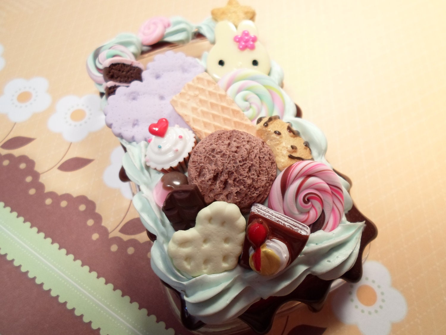 Chocolate Mint Kawaii Birthday Party Decoden Deco Case for Blackberry Torch 9800 9810