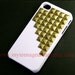 iPhone 4 Case, iPhone 4s Case, Studded Iphone 4 Case, iPhone Case 4, Bronze pyramid stud white Hard Case Cover -- iPhone 4 Hard Case