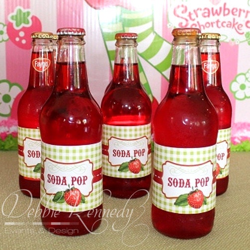 Strawberry Birthday Party Drink Bottle Wraps - DIY Printable - Do-It-Yourself - Very Berry Birthday Party Il_170x135