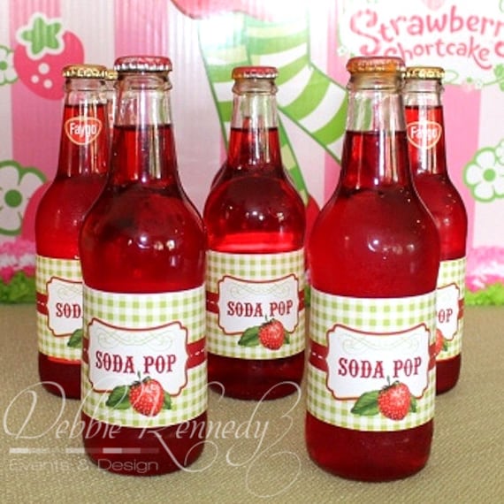 Strawberry Birthday Party Drink Bottle Wraps - DIY Printable - Do-It-Yourself - Very Berry Birthday Party Il_570xn