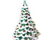 Vintage Holiday Decor Ceramic Lighted Musical ChristmasTree - Black Friday Etsy Cyber Monday Etsy -Green  - 20 1/2" 70's - vintagebytheseashore