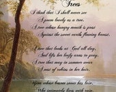 Art Print - Trees by Joyce Kilmer (1886 - 1918) - 8" x 10" - Original Art Giclee Wall Art