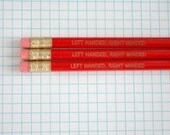 left handed right minded engraved pencil set of 3 red left handed pencils.