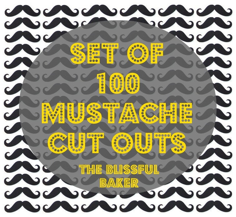 100 Mustache Cut Outs . 4 Inches . Die Cuts . Photo Props . Party Decorations . Garlands . Party Straws . Photo Booths