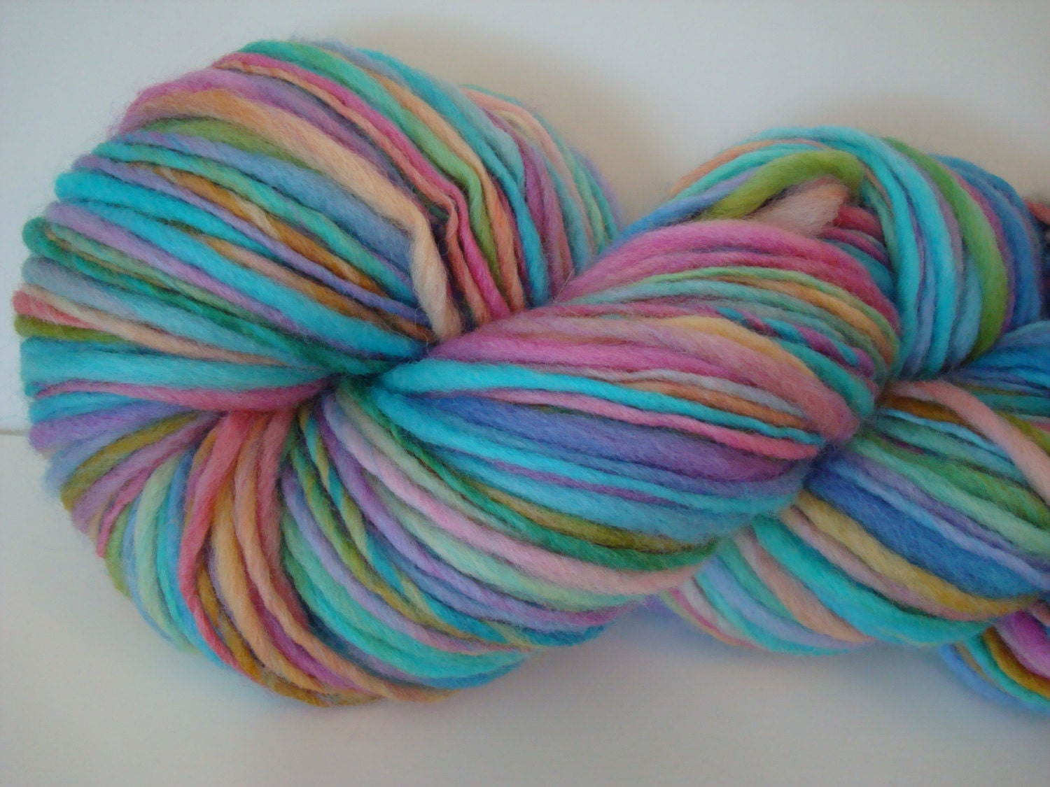 Handspun Yarn Thick & Thin Singles "Candy Necklace" 175 yds