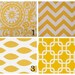 Two Yellow Throw Pillow Covers 18 x 18 Yellow Chevron, Ikat, Chain Link, Suzani Pillows