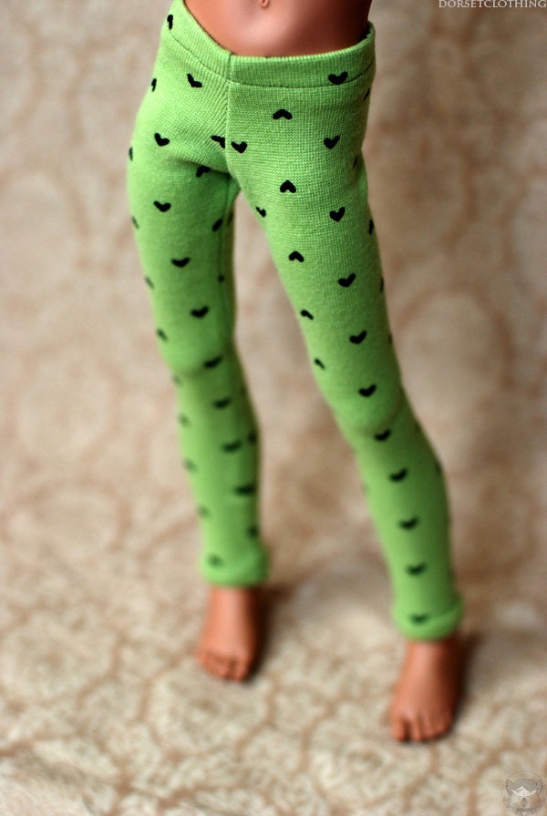 MSD Green Heart Leggings For Ball Jointed Dolls