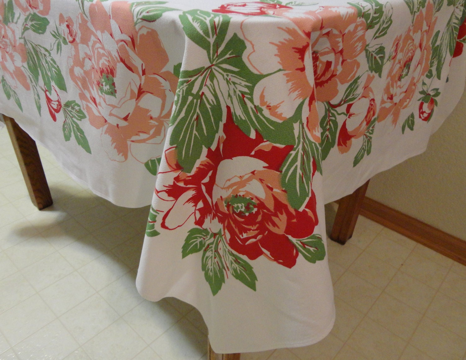 RESERVED Vintage Table Cloth 1940s or 50s by CountryCoveCreations