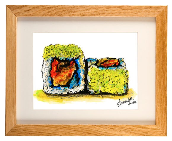 Sushi 2 Watercolour Print 5x7