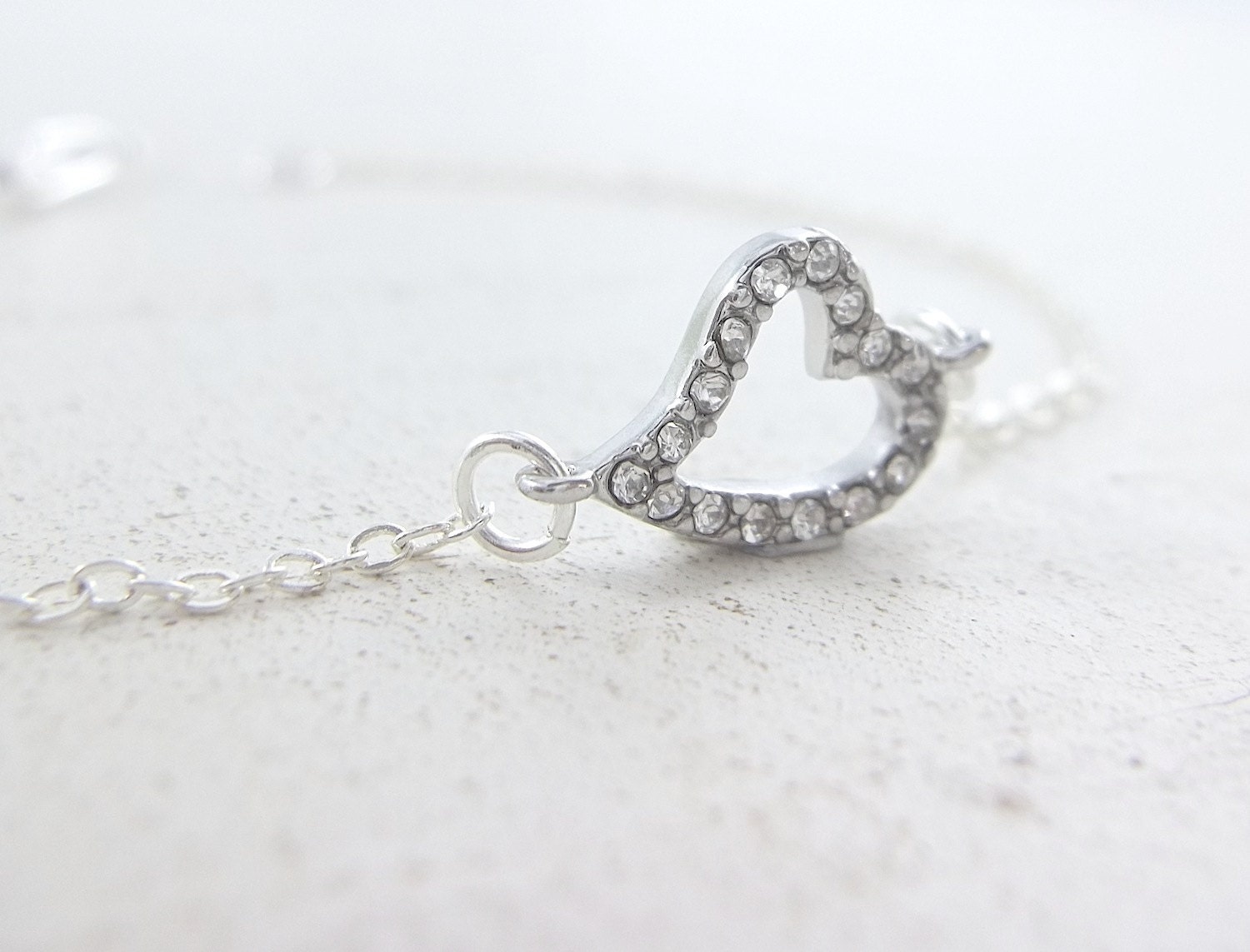 Mini Silver Heart Bracelet - Dainty Thin Bracelet