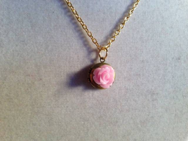Gold Locket Necklace Flower Girl Jewelry Children's Jewellery Personalize Select Your Color Wedding Chain