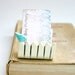 Little Bird On a White Picket Fence - Vertical Business Card Holder - Tiffany Blue