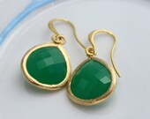 Summer Sale: Delicate Green opal glass drop earrings