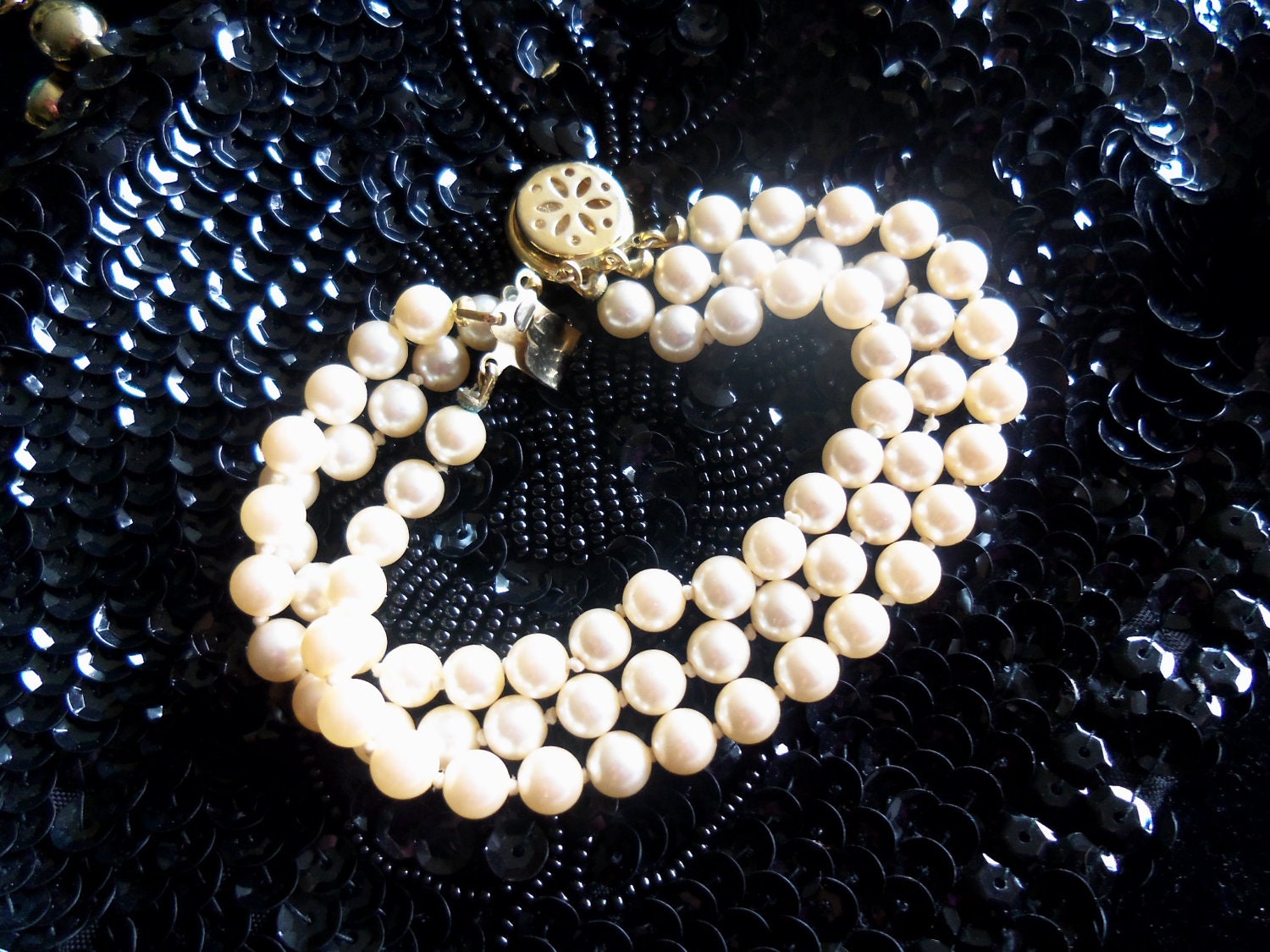 Vintage Faux Pearl Bracelet 1950's 1960's Mad Men Mod Jewelry
