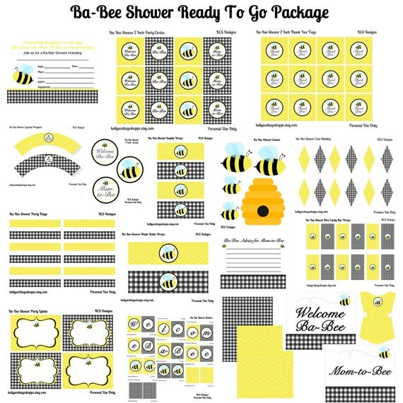 Printable Ba-Bee Baby Shower- Ready to Go Package Il_570xn