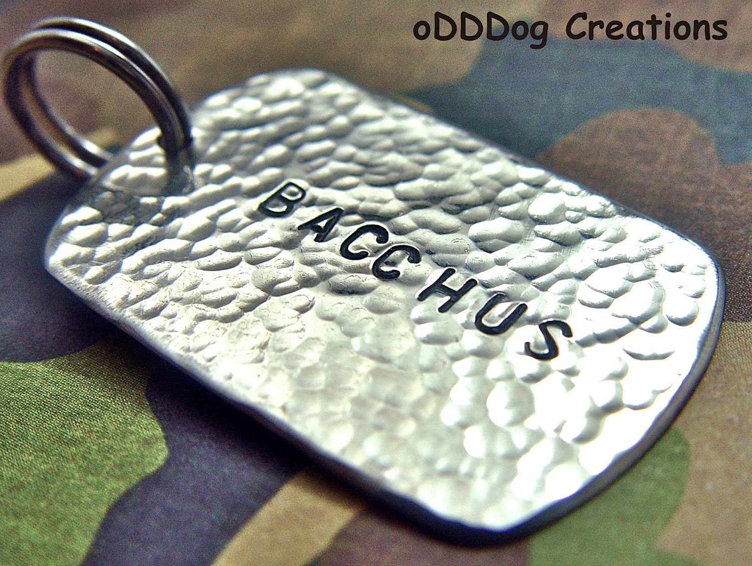 custom dog tag / military / nickel silver / hammered / large : The New-Classic Dog Tag