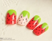 Ready to Ship Fake Nail Set - " Strawberry "