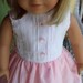 American Girl Doll Clothes 18 inch doll dress. Pink and white dress and satin slip.