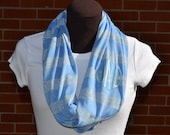 Monogrammed Infinity Scarf Carolina Blue/Baby Blue Stripe Knit Jersey