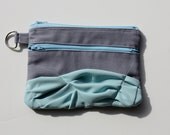 Gussied Up Zipper Pouch in Light Aquamarine - Light Aqua/ Gray fabric