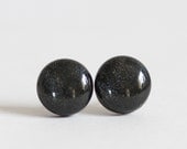 EBONY SHIMMER - Studs Earrings with Shimmer - Small Simple Studs - Polymer Clay Jewelry