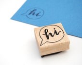 Hi Rubber Stamp, Voice Bubble and Handwritten Calligraphy, DIY Stationery Supply, Cheerful Greeting, Art Mount Stamp