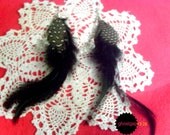 Black Feather And Crystal Earings